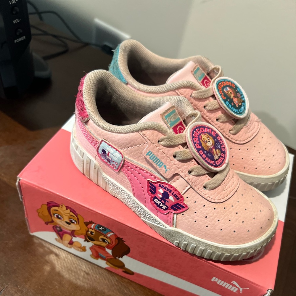 Puma Kids Pink and Beige Paw Patrol Sneakers